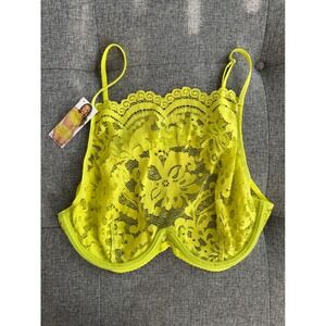 Escante Collection Neon Yellow Lace Bralette Top XL/XG Lingerie